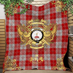 Scottish Erskine Red Clan Tartan Quilt - Military Logo Style Scottish Plaid Tartan Plaid