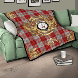 Scottish Erskine Red Clan Tartan Quilt - Military Logo Style Scottish Plaid Tartan Plaid