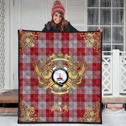 Scottish Erskine Red Clan Tartan Quilt - Military Logo Style Scottish Plaid Tartan Plaid