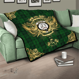 Scottish Dunbar Hunting Clan Tartan Quilt - Military Logo Style Scottish Plaid Tartan Plaid