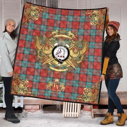 Scottish Dunbar Ancient Clan Tartan Quilt - Military Logo Style Scottish Plaid Tartan Plaid