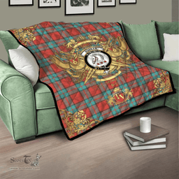 Scottish Dunbar Ancient Clan Tartan Quilt - Military Logo Style Scottish Plaid Tartan Plaid