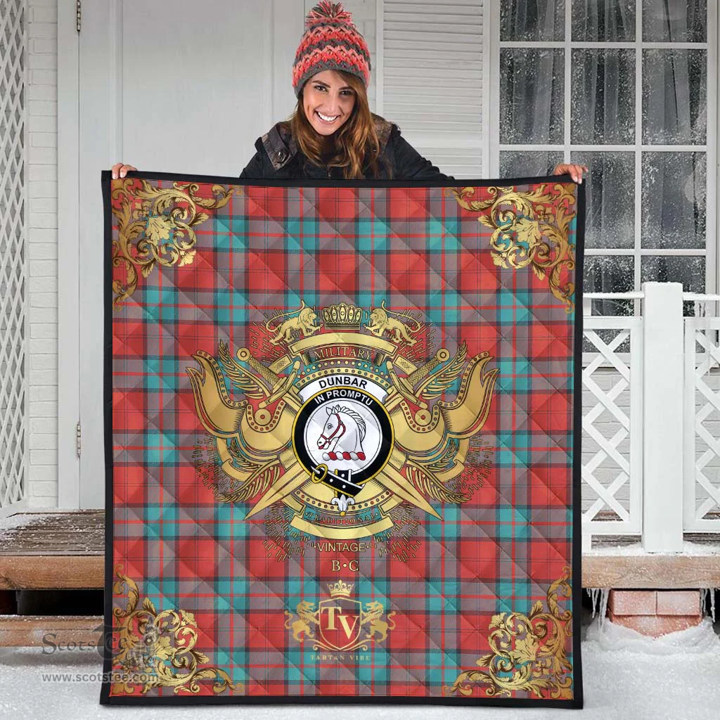 Scottish Dunbar Ancient Clan Tartan Quilt - Military Logo Style Scottish Plaid Tartan Plaid
