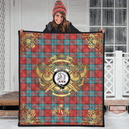 Scottish Dunbar Ancient Clan Tartan Quilt - Military Logo Style Scottish Plaid Tartan Plaid