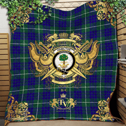 Scottish Hamilton Hunting Modern Clan Tartan Quilt - Military Logo Style Scottish Plaid Tartan Plaid