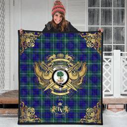Scottish Hamilton Hunting Modern Clan Tartan Quilt - Military Logo Style Scottish Plaid Tartan Plaid