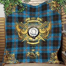 Scottish Horsburgh Clan Tartan Quilt - Military Logo Style Scottish Plaid Tartan Plaid