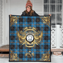 Scottish Horsburgh Clan Tartan Quilt - Military Logo Style Scottish Plaid Tartan Plaid