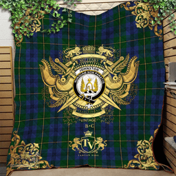 Scottish Johnston (Johnstone) 02 Clan Tartan Quilt - Military Logo Style Scottish Plaid Tartan Plaid