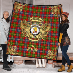 Scottish Forrester Clan Tartan Quilt - Military Logo Style Scottish Plaid Tartan Plaid