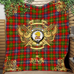 Scottish Forrester Clan Tartan Quilt - Military Logo Style Scottish Plaid Tartan Plaid