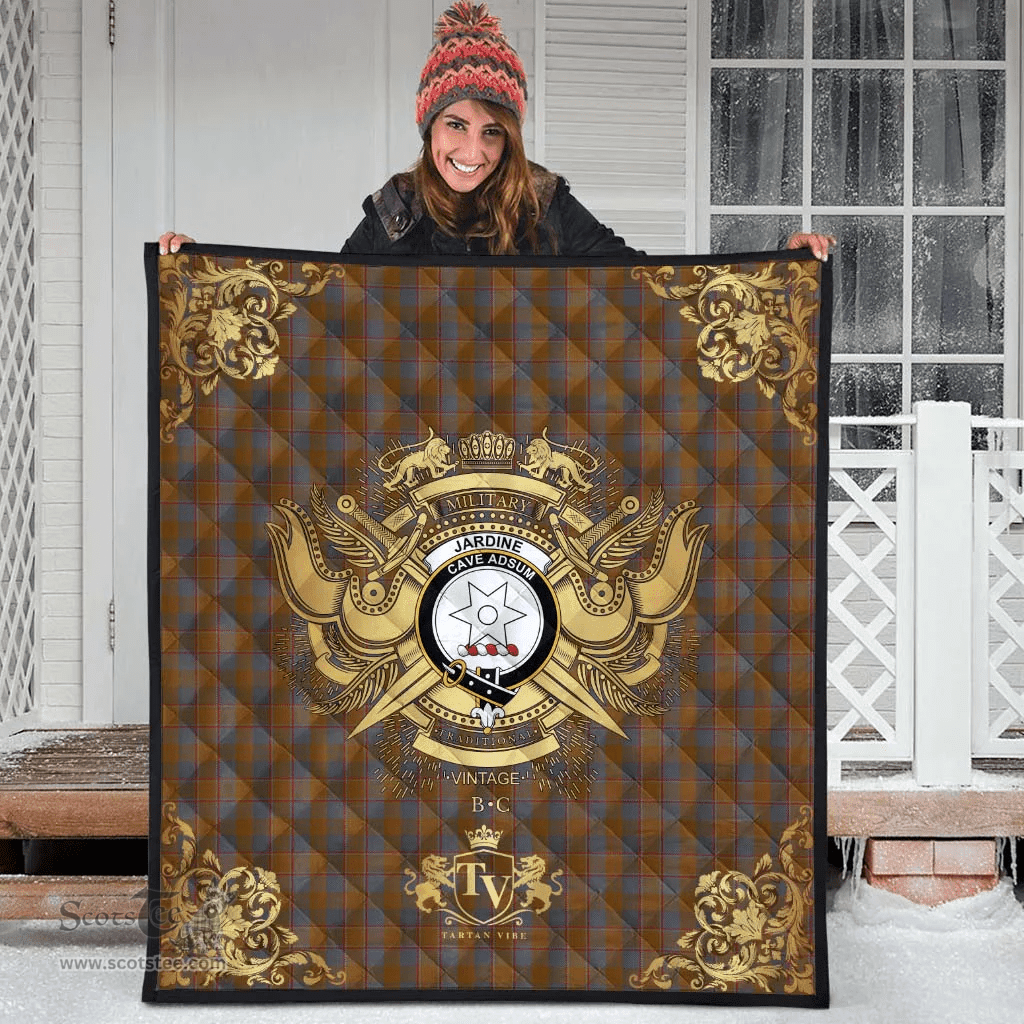 Scottish Jardine 01 Clan Tartan Quilt - Military Logo Style Scottish Plaid Tartan Plaid