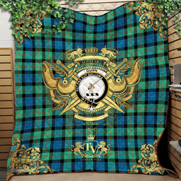 Scottish Gunn Ancient Clan Tartan Quilt - Military Logo Style Scottish Plaid Tartan Plaid