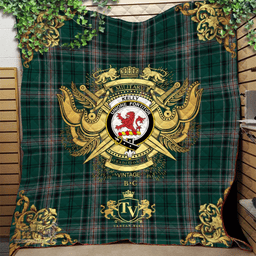 Scottish Kelly of Sleat Hunting Clan Tartan Quilt - Military Logo Style Scottish Plaid Tartan Plaid