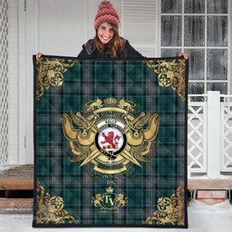 Scottish Kelly of Sleat Hunting Clan Tartan Quilt - Military Logo Style Scottish Plaid Tartan Plaid
