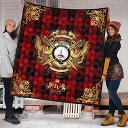 Scottish Erskine 02 Clan Tartan Quilt - Military Logo Style Scottish Plaid Tartan Plaid
