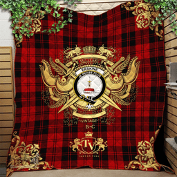 Scottish Erskine 02 Clan Tartan Quilt - Military Logo Style Scottish Plaid Tartan Plaid