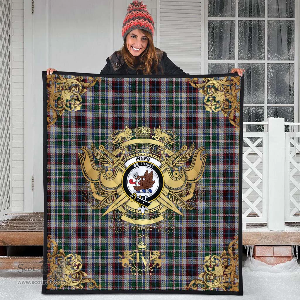 Scottish Innes Dress Clan Tartan Quilt - Military Logo Style Scottish Plaid Tartan Plaid