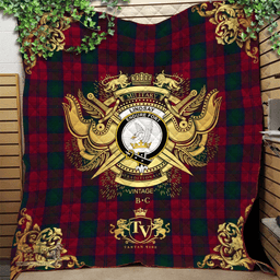 Scottish Lindsay 01 Clan Tartan Quilt - Military Logo Style Scottish Plaid Tartan Plaid
