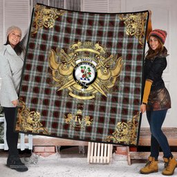 Scottish Fraser Dress Clan Tartan Quilt - Military Logo Style Scottish Plaid Tartan Plaid