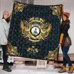 Scottish Ferguson of Balquhidder 03 Clan Tartan Quilt - Military Logo Style Scottish Plaid Tartan Plaid