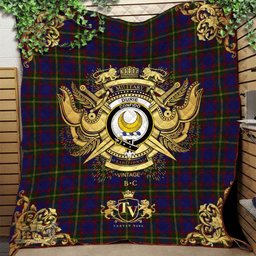 Scottish Durie Clan Tartan Quilt - Military Logo Style Scottish Plaid Tartan Plaid