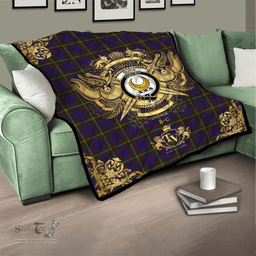 Scottish Durie Clan Tartan Quilt - Military Logo Style Scottish Plaid Tartan Plaid