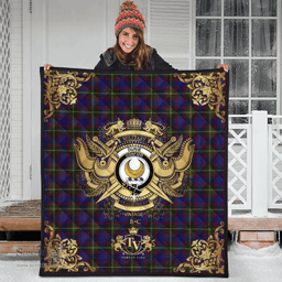 Scottish Durie Clan Tartan Quilt - Military Logo Style Scottish Plaid Tartan Plaid