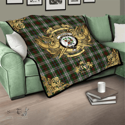 Scottish Fraser Hunting Dress Clan Tartan Quilt - Military Logo Style Scottish Plaid Tartan Plaid