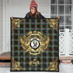Scottish Fraser Hunting Dress Clan Tartan Quilt - Military Logo Style Scottish Plaid Tartan Plaid