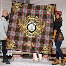 Scottish Lindsay Dress Red Clan Tartan Quilt - Military Logo Style Scottish Plaid Tartan Plaid