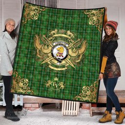 Scottish Forrester or Foster Hunting Clan Tartan Quilt - Military Logo Style Scottish Plaid Tartan Plaid