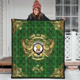 Scottish Forrester or Foster Hunting Clan Tartan Quilt - Military Logo Style Scottish Plaid Tartan Plaid