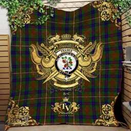Scottish Fraser Hunting 01 Clan Tartan Quilt - Military Logo Style Scottish Plaid Tartan Plaid