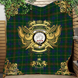 Scottish Kennedy 2 Clan Tartan Quilt - Military Logo Style Scottish Plaid Tartan Plaid