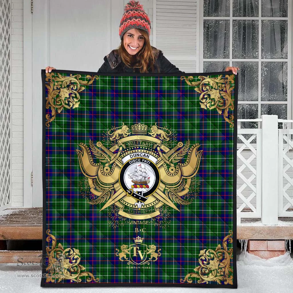 Scottish Duncan Modern Clan Tartan Quilt - Military Logo Style Scottish Plaid Tartan Plaid