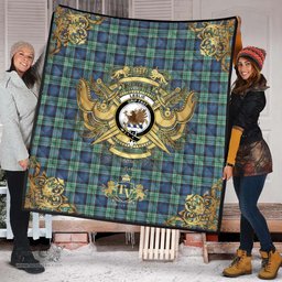 Scottish Leslie Hunting Ancient Clan Tartan Quilt - Military Logo Style Scottish Plaid Tartan Plaid