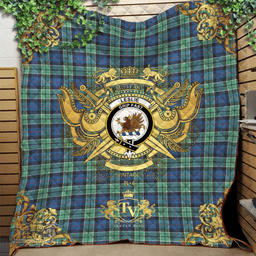 Scottish Leslie Hunting Ancient Clan Tartan Quilt - Military Logo Style Scottish Plaid Tartan Plaid
