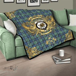 Scottish Leslie Hunting Ancient Clan Tartan Quilt - Military Logo Style Scottish Plaid Tartan Plaid