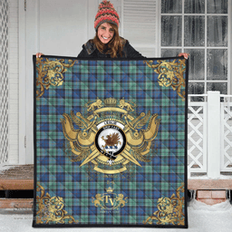 Scottish Leslie Hunting Ancient Clan Tartan Quilt - Military Logo Style Scottish Plaid Tartan Plaid