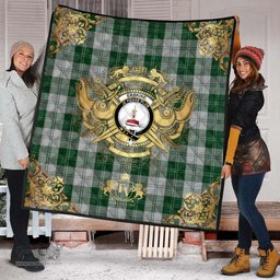 Scottish Erskine Green Clan Tartan Quilt - Military Logo Style Scottish Plaid Tartan Plaid