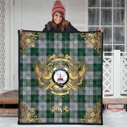 Scottish Erskine Green Clan Tartan Quilt - Military Logo Style Scottish Plaid Tartan Plaid