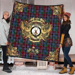Scottish Gordon Red 01 Clan Tartan Quilt - Military Logo Style Scottish Plaid Tartan Plaid