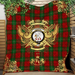 Scottish Lennox Clan Tartan Quilt - Military Logo Style Scottish Plaid Tartan Plaid