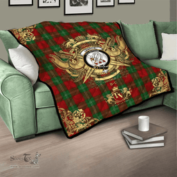 Scottish Lennox Clan Tartan Quilt - Military Logo Style Scottish Plaid Tartan Plaid