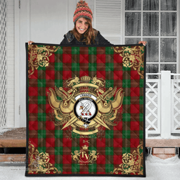 Scottish Lennox Clan Tartan Quilt - Military Logo Style Scottish Plaid Tartan Plaid