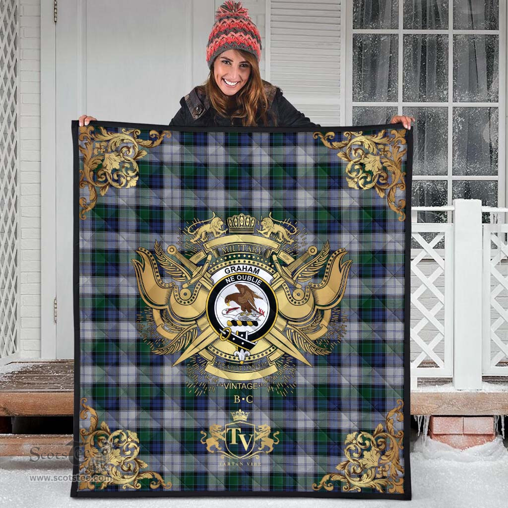 Scottish Graham Dress Clan Tartan Quilt - Military Logo Style Scottish Plaid Tartan Plaid