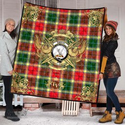 Scottish Gibsone (Gibson - Gibbs) 03 Clan Tartan Quilt - Military Logo Style Scottish Plaid Tartan Plaid