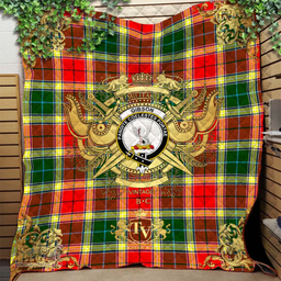 Scottish Gibsone (Gibson - Gibbs) 03 Clan Tartan Quilt - Military Logo Style Scottish Plaid Tartan Plaid