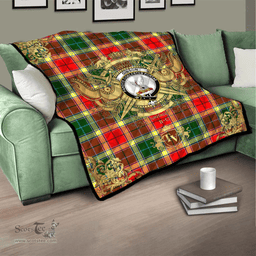 Scottish Gibsone (Gibson - Gibbs) 03 Clan Tartan Quilt - Military Logo Style Scottish Plaid Tartan Plaid